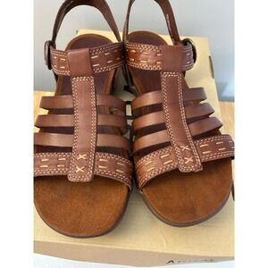 Array Fisherman Antique Tan Leather Sandals Womens 9.5 W 187613 Strappy Flat